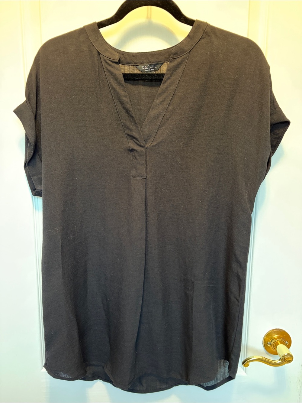 Rachel by Rachel Roy Black V-Neck Short Sleeve Tunic